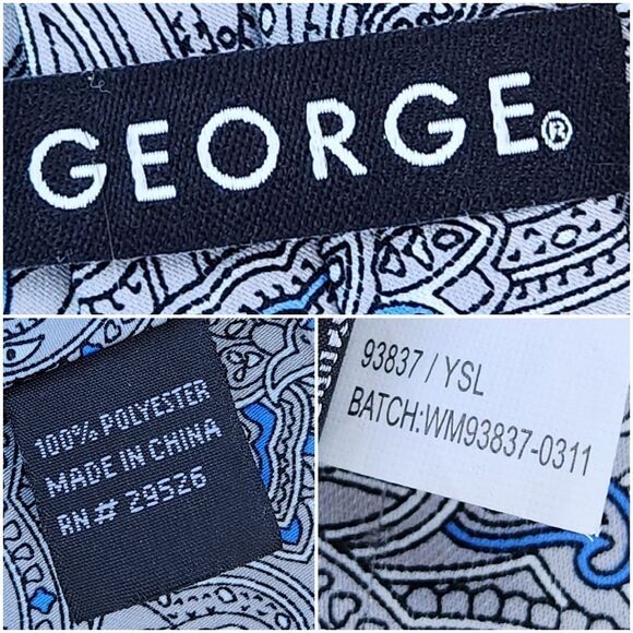 💜Gray & Blue Paisley Pre-Tied Clip-on Tie Youth XLarge - Picture 8 of 8